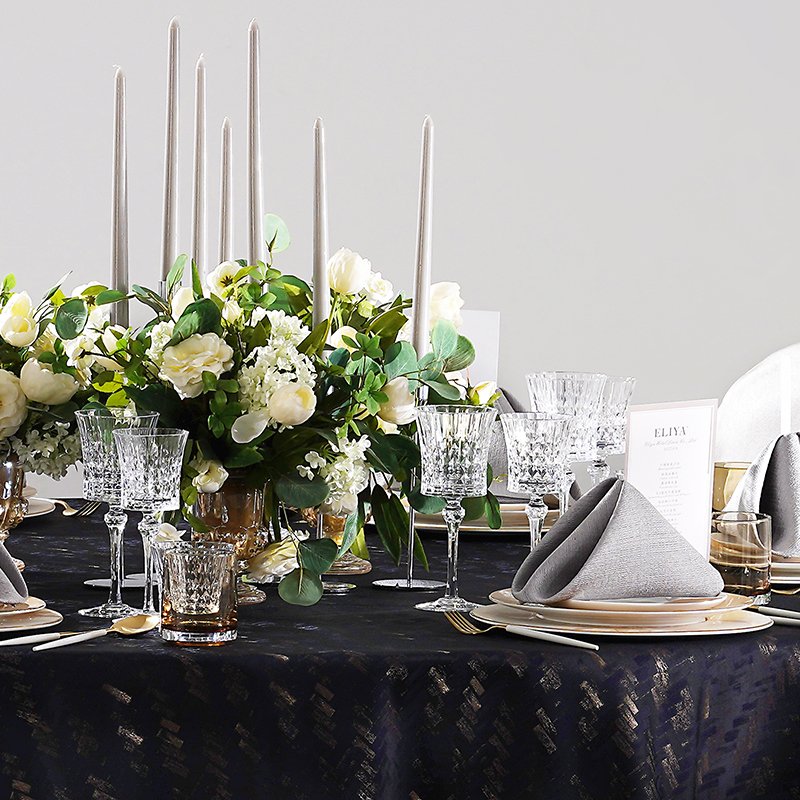 Midnight Glamour: Custom Wholesale Navy Blue Banquet Table Linens Set - Image 7