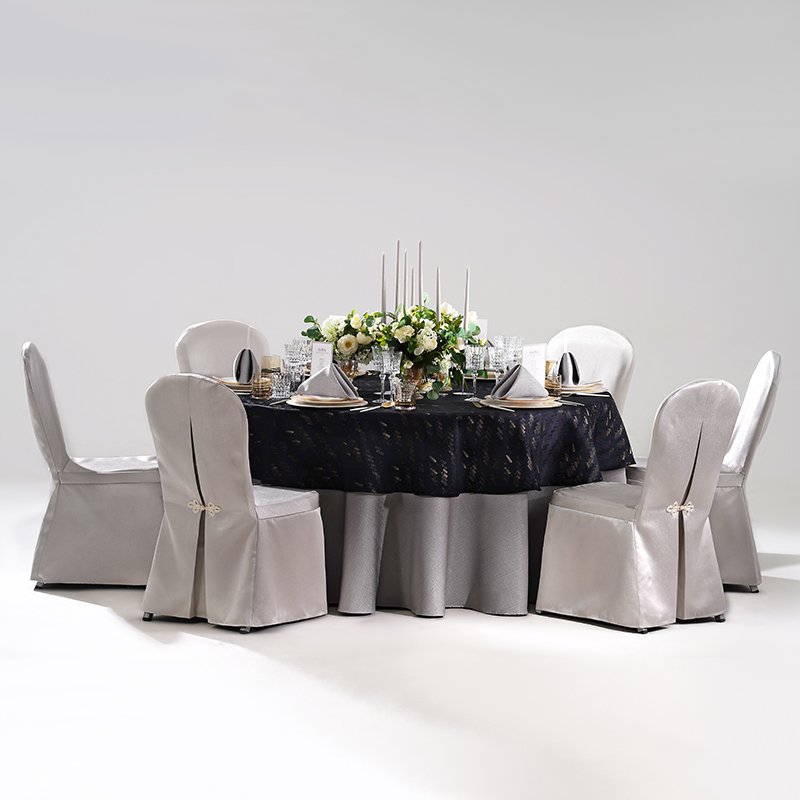 Midnight Glamour: Custom Wholesale Navy Blue Banquet Table Linens Set - Image 4